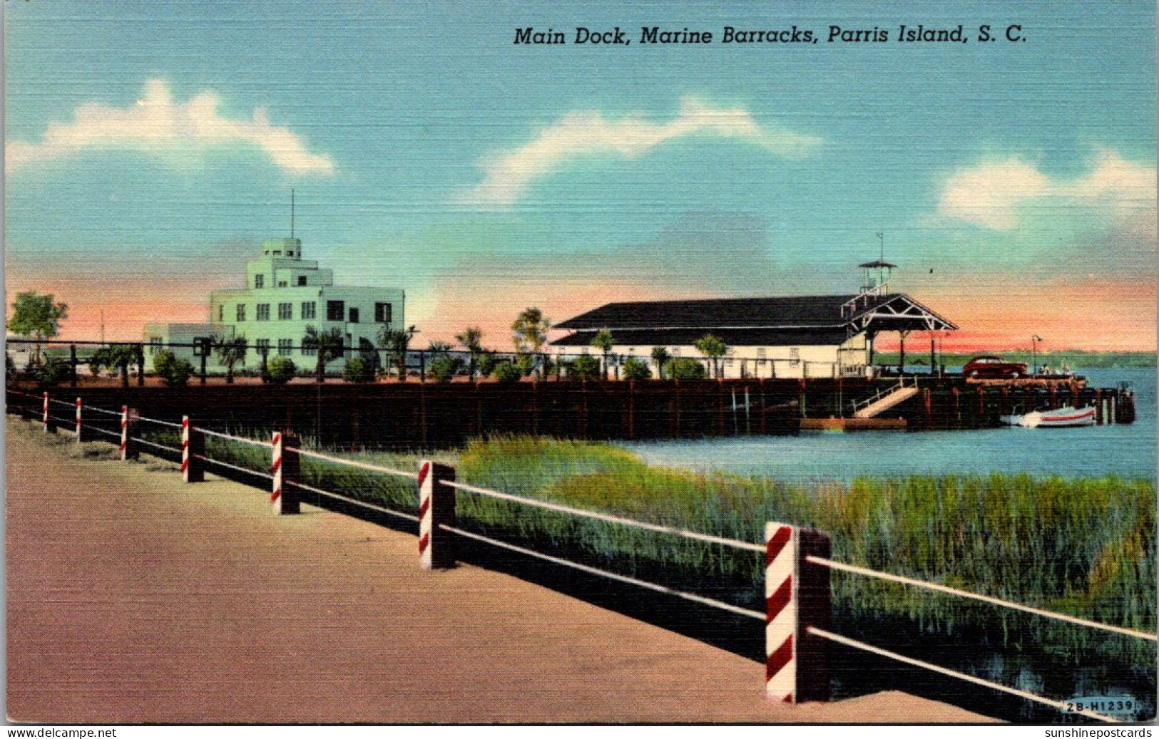 South Carolina Parris Island Marine Barracks Main Dock Curteich - Parris Island