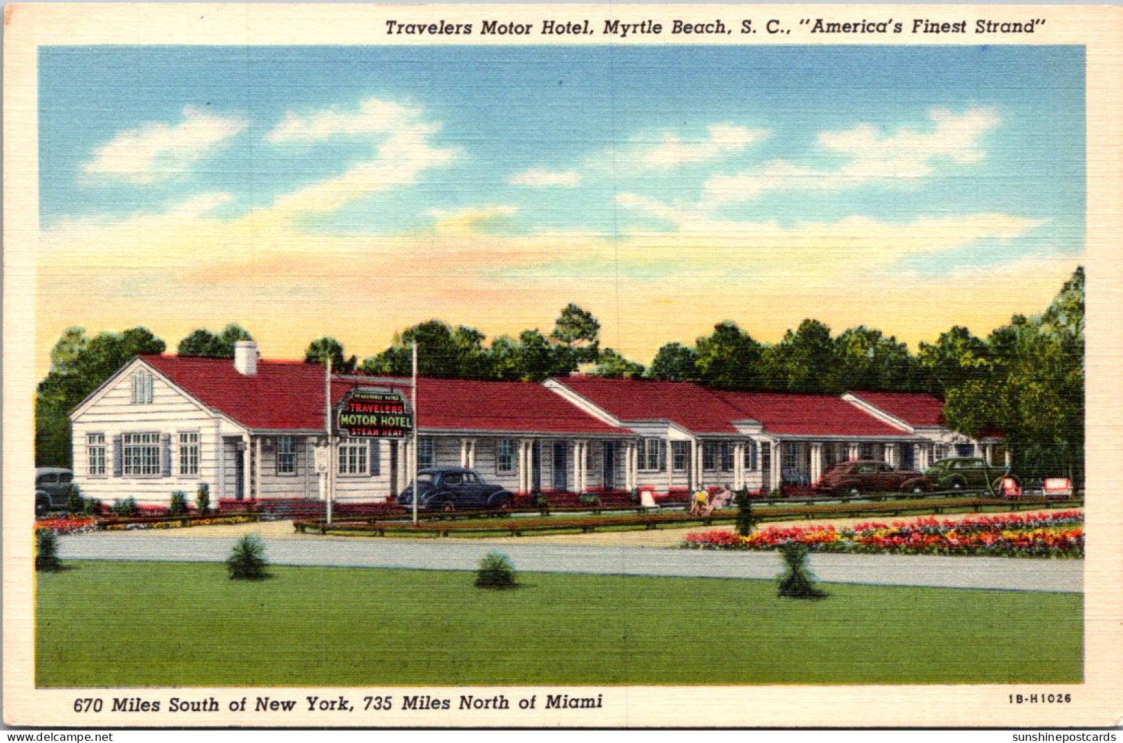 South Carolina Myrtle Beach The Travelers Motor Hotel Curteich - Myrtle Beach