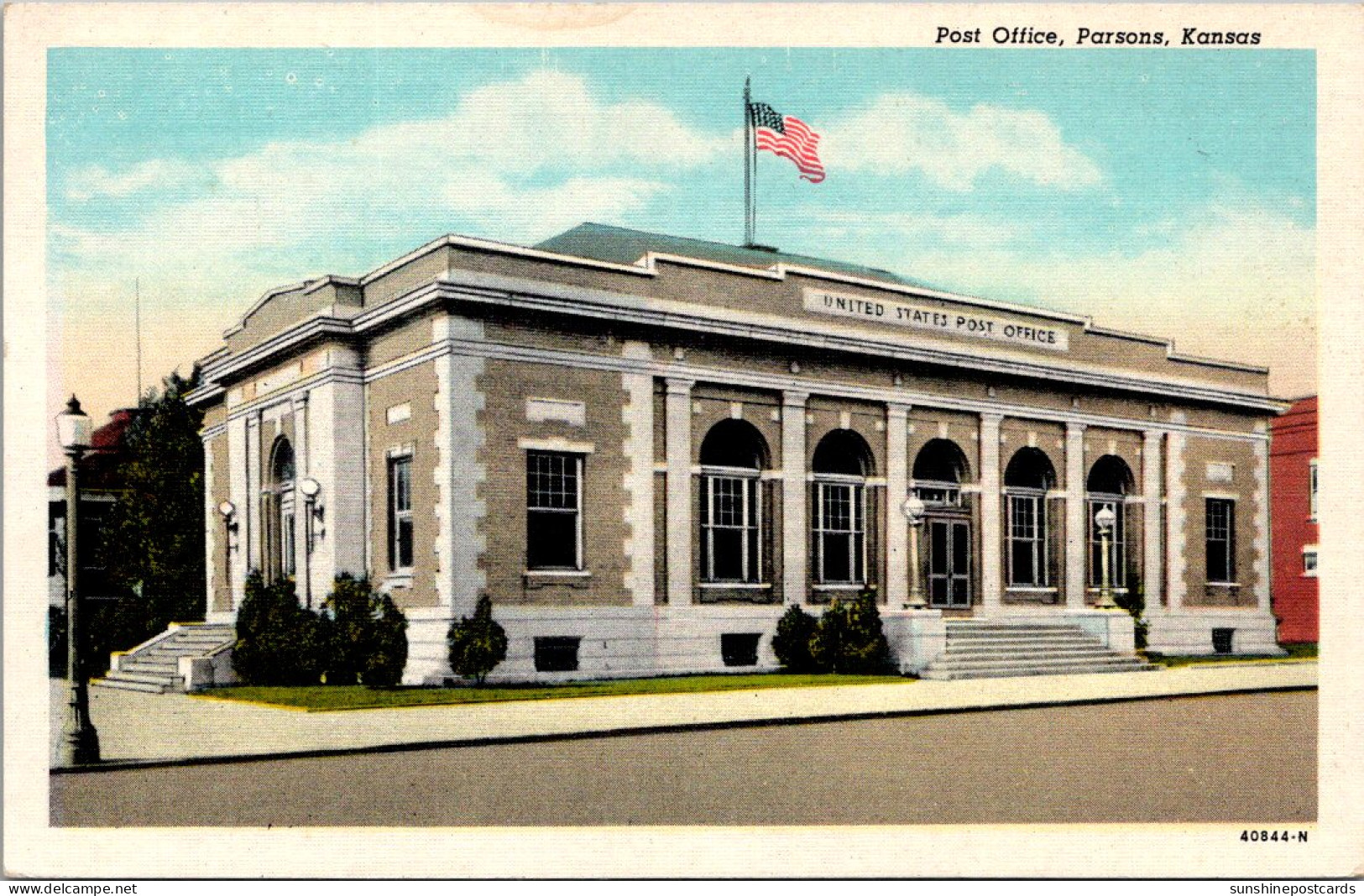 Kansas Parsons Post Office Curteich - Autres & Non Classés