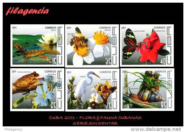 PIEZAS. CUBA MINT. 2011-14 FLORA & FAUNA CUBANA. SERIE SIN DENTAR - Imperforates, Proofs & Errors