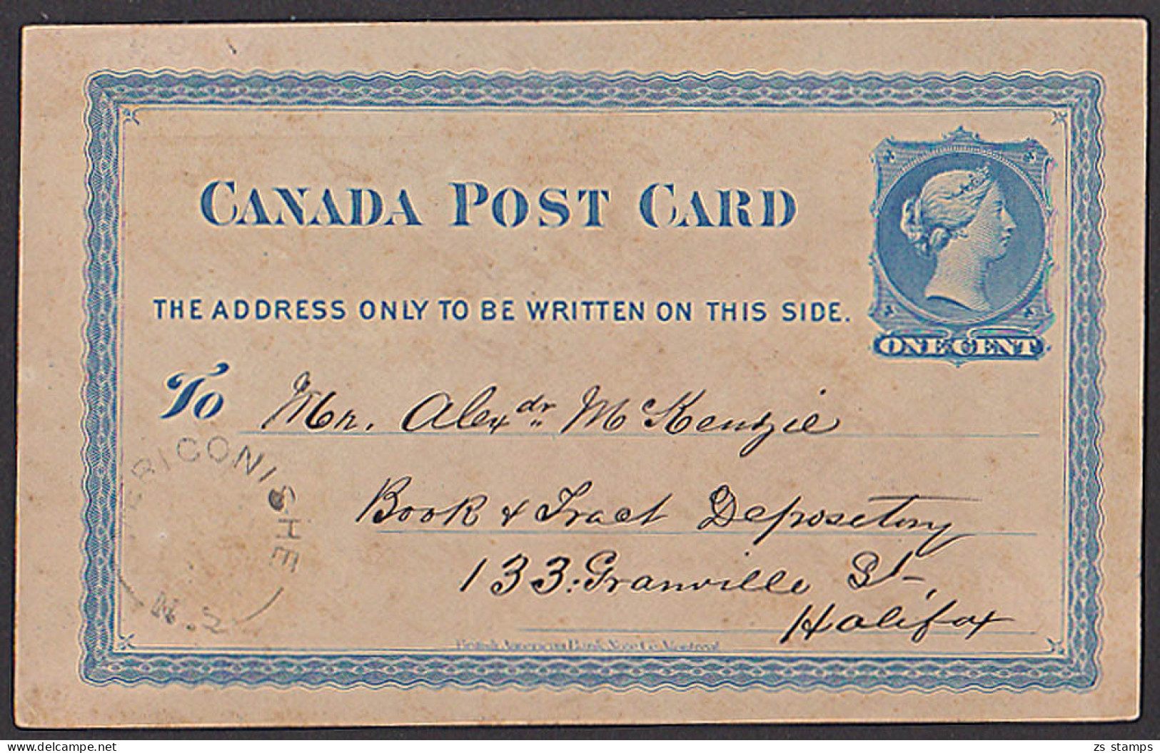 Canada Ganzsache One Cent Gest. Mericonische M. S. Victoria GA Von 1880 HALLIFAX - Cartas & Documentos