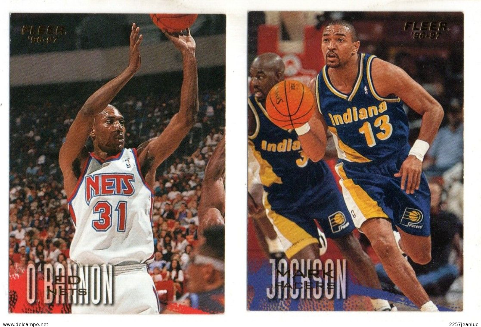 2 Cartes  Panini Basket Ball Fleer 1996 -1997 Mark Jackson .G & ED .O.Bannon ..F - Basketball