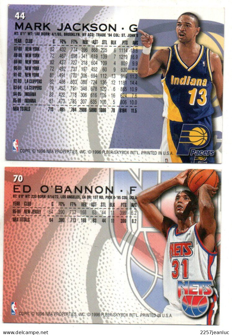 2 Cartes  Panini Basket Ball Fleer 1996 -1997 Mark Jackson .G & ED .O.Bannon ..F - Basket-ball