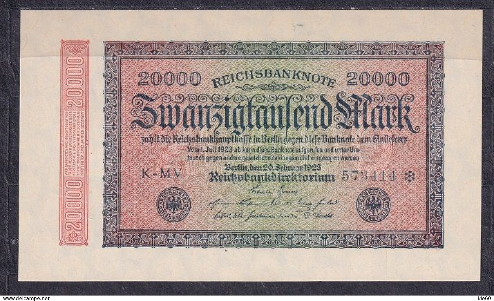 Germany - 1923 - 20 000  Mark  - . P85a2MV.. UNC - 20 Millionen Mark