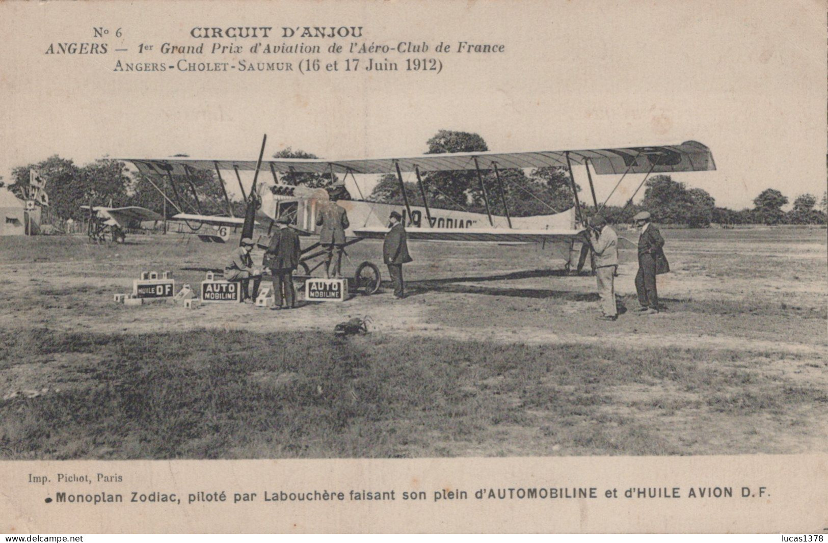 ANGERS CIRCUIT D'ANJOU 1912 MONOPLAN ZODIAC PILOTE PAR LABOUCHERE - Meetings