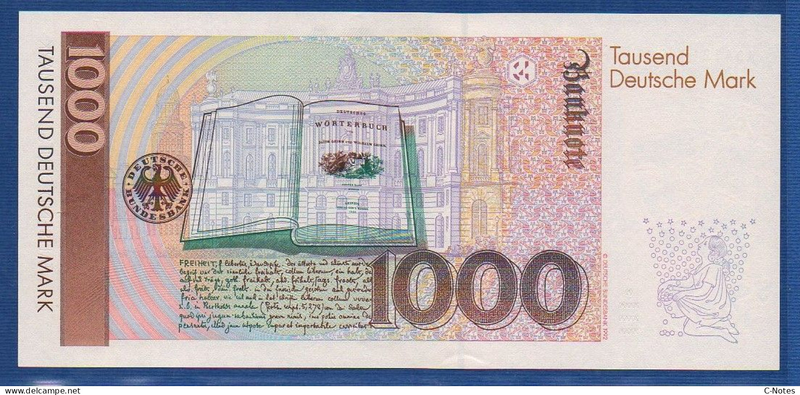 FEDERAL REPUBLIC OF GERMANY - P.44a – 1000 Deutsche Mark 1991 UNC, S/n AD4121049N9 - 1.000 DM