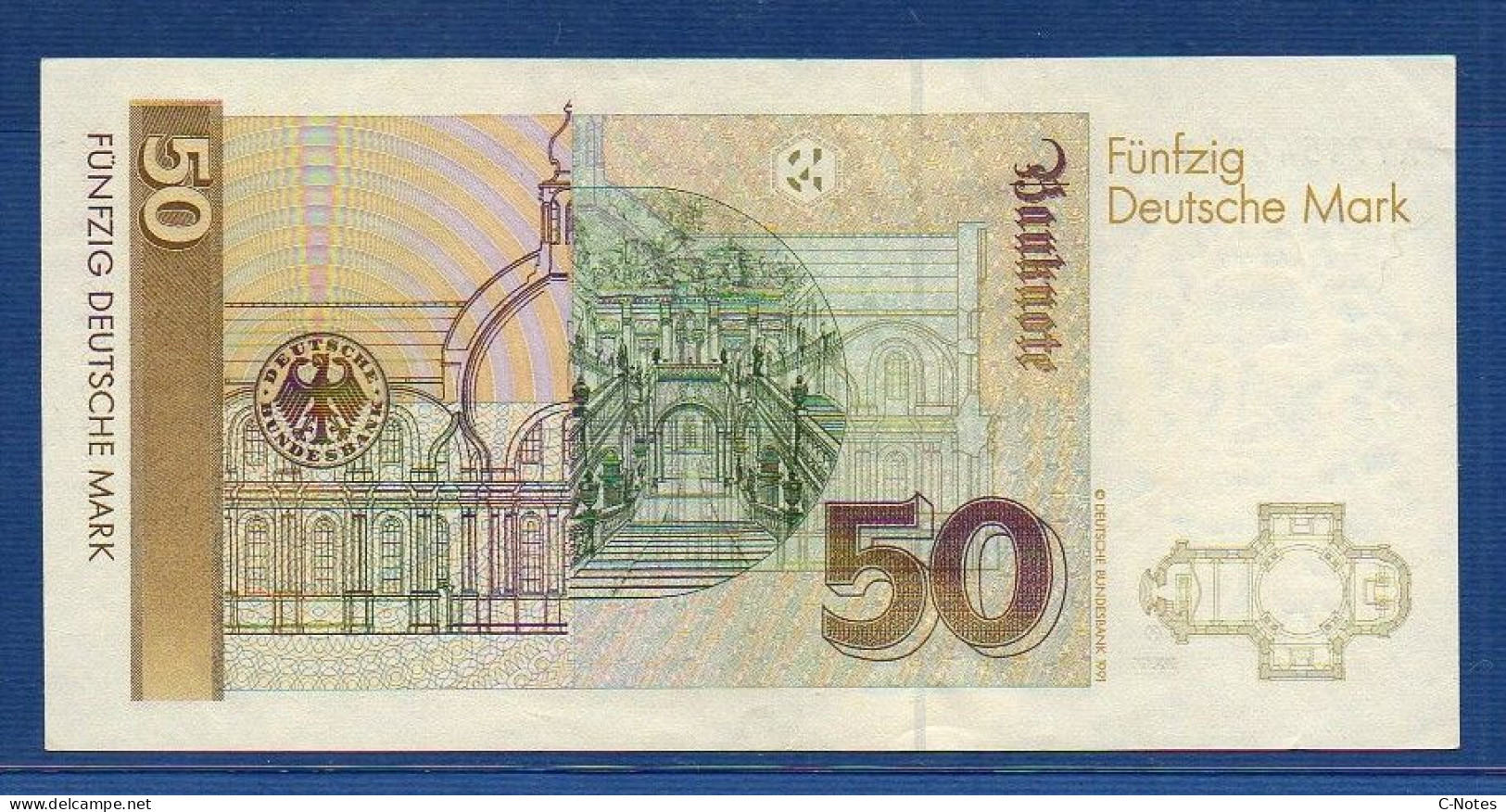 FEDERAL REPUBLIC OF GERMANY - P.40c – 50 Deutsche Mark 1993 AUNC, S/n AY7154621Z1 - 50 Deutsche Mark