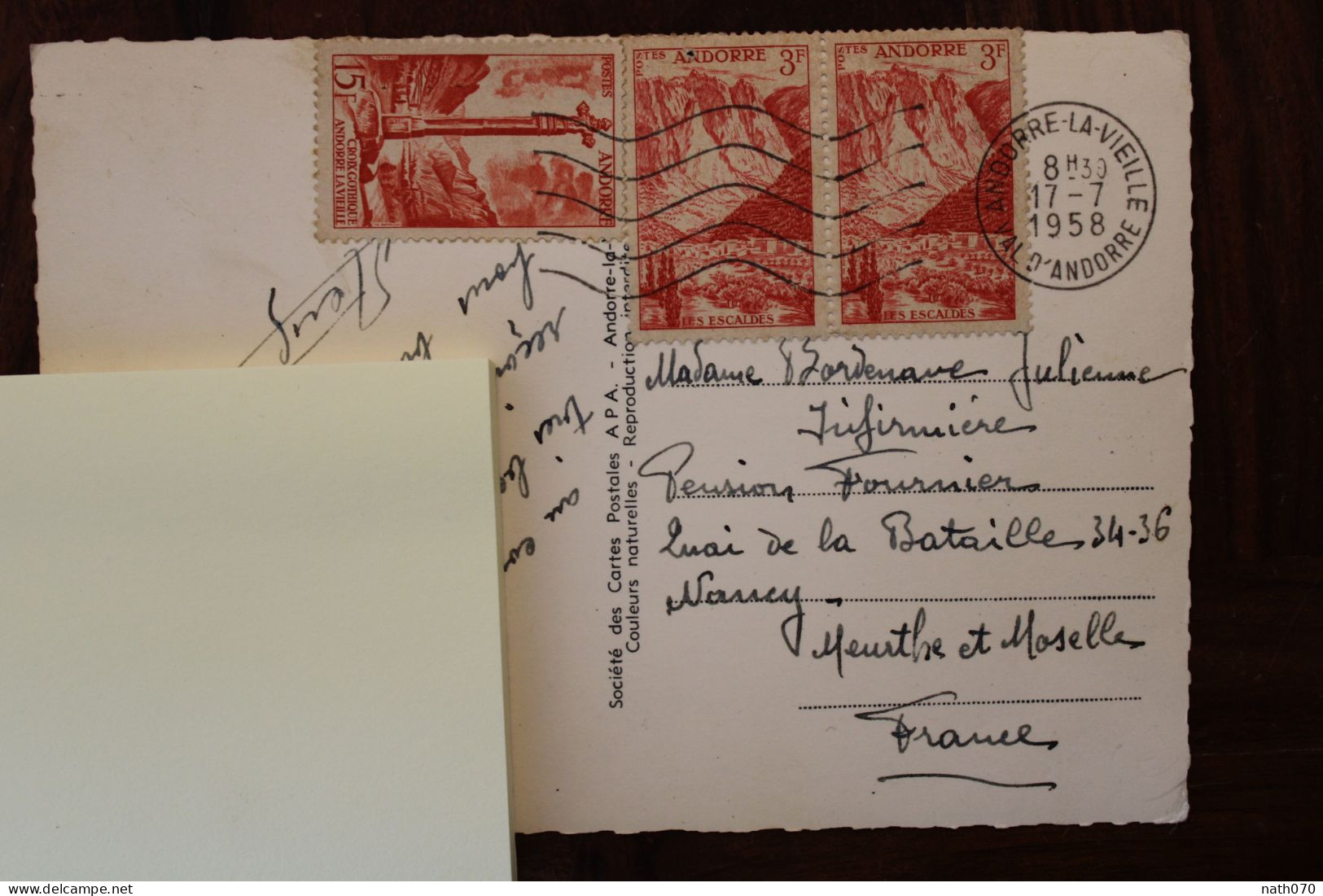 1958 Andorre Cover Vallées D'Andorre Andorra Croix Gothique Les Escaldes - Storia Postale