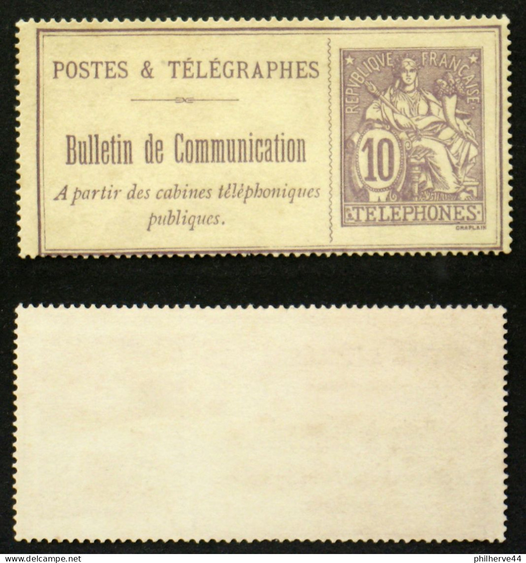 TELEPHONE N° 22 10c Violet NEUF NSG TB Cote 95€ - Télégraphes Et Téléphones