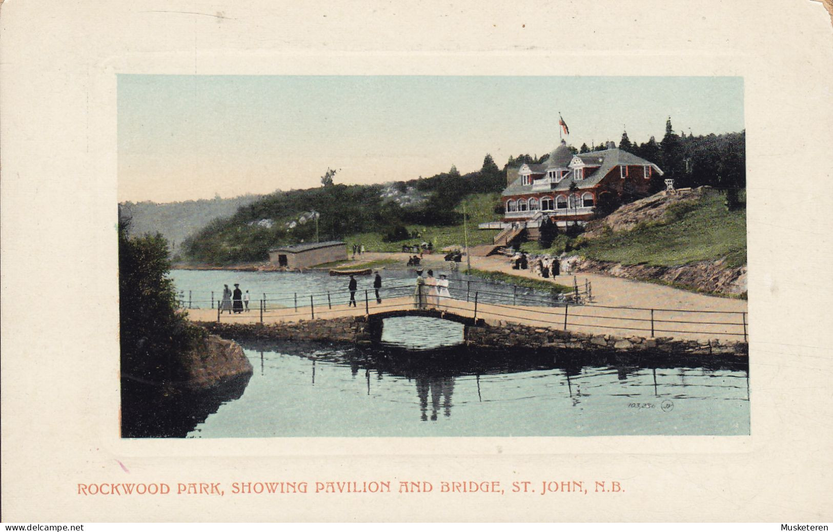 Canada CPA (Embossed Geprägt) Rockwood Park Showing Pavillion And Bridge, St. John N. B. ST. JOHN N. B. 1914 (2 Scans) - St. John