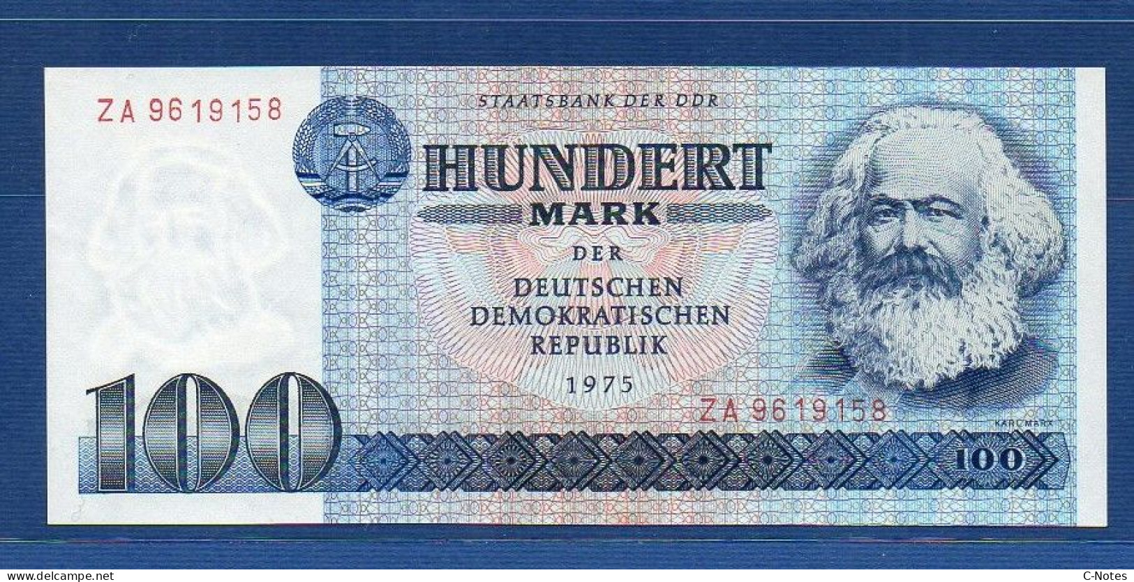 GERMANY - DEMOCRATIC REPUBLIC -  P.31 – 100 Mark 1975 UNC, S/n ZA9619158  - REPLACEMENT - 100 Mark