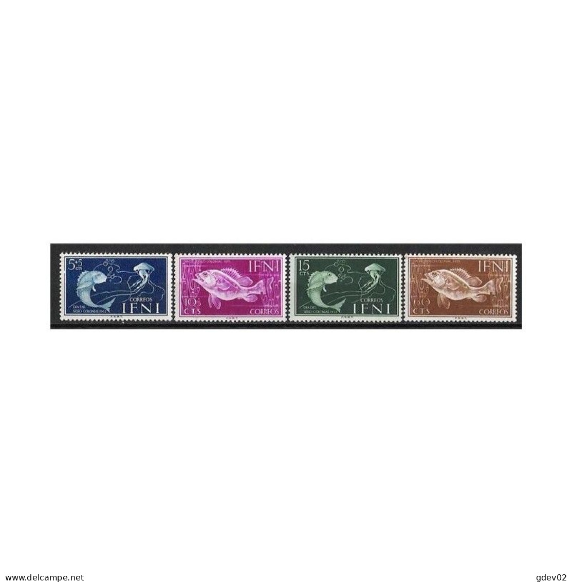 IF99SCSF-L3979-TALIMENT.Marrucos . Maroc .Marocco, IFNI  ESPAÑOL.PECES.DIA DEL SELLO.1953.(Ed  99/102**) - Alimentation