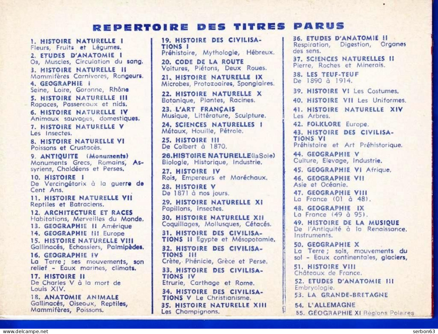 VOLUMÉTRIX LIVRET ÉDUCATIF NEUF N° 48 GÉOGRAPHIE LA FRANCE DÉPARTEMENTS N° 49 à 95 - VOIR NOTRE SITE Serbon63 - Fiches Didactiques