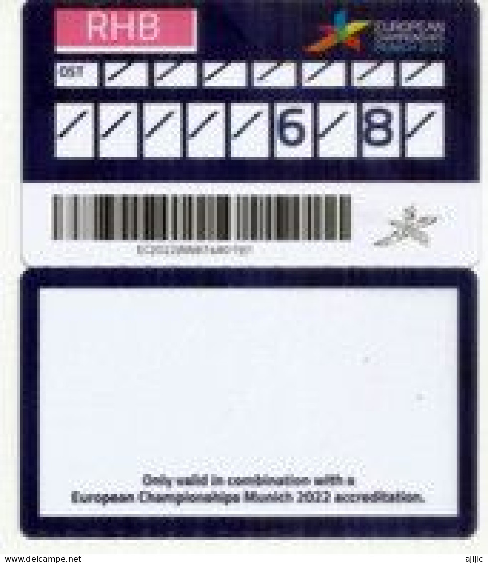 EUROPEAN CHAMPIONSHIP MUNICH 2022. Uppgrade Card For Olympic Personnel.Olympiastadion (Ost) - Gymnastics