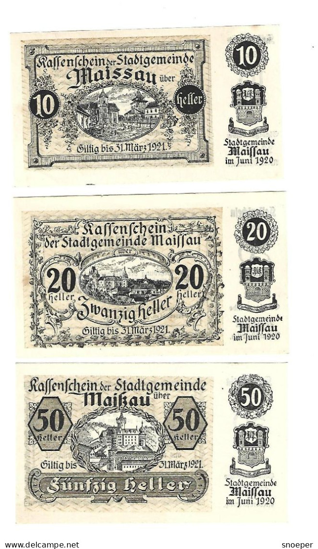 *notgeld   Austria Maissau Serie Compleet 573/1a Cat Val 3 ,00 Euro - Autriche