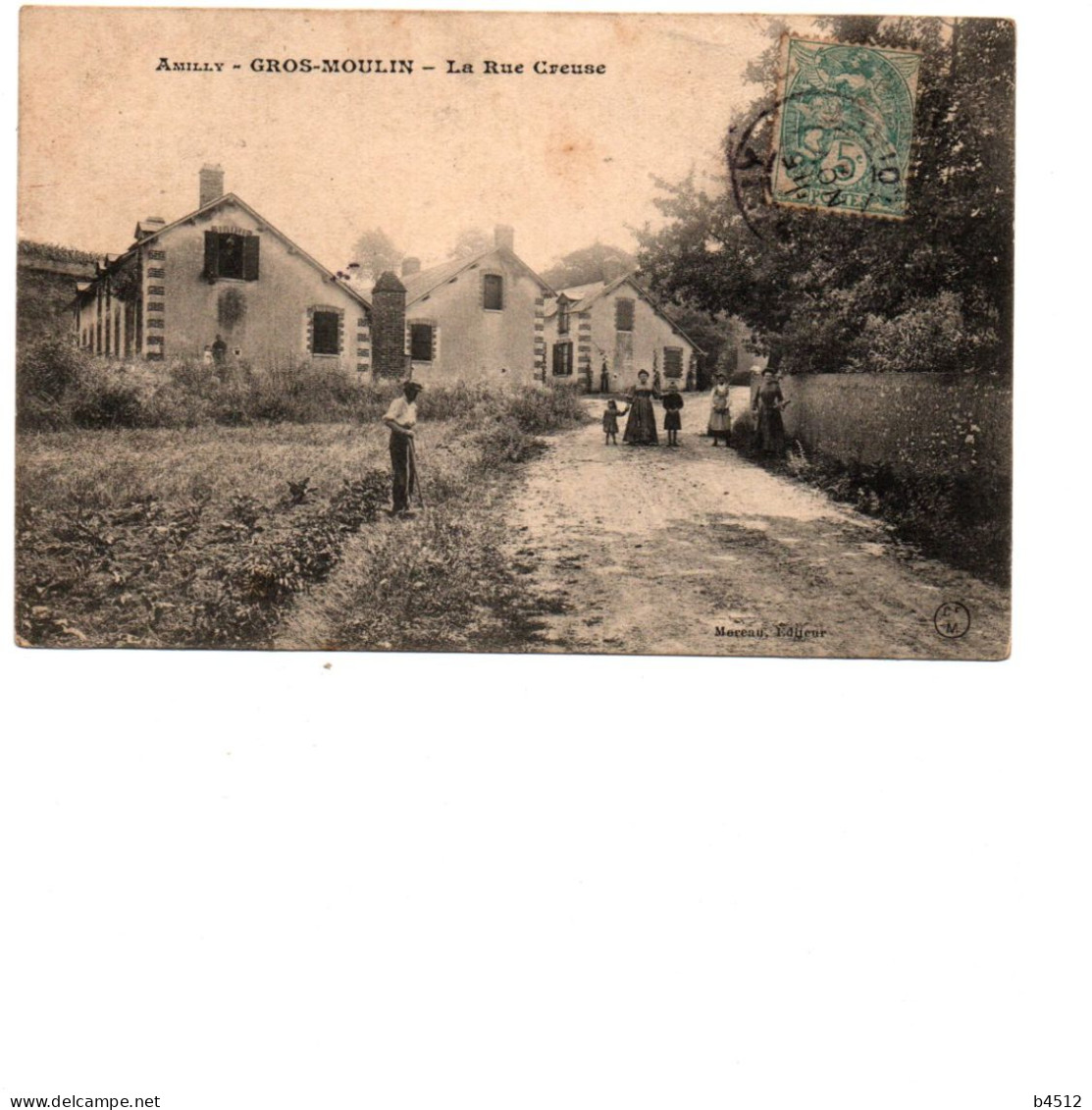 45 AMILLY La Rue Creuse 1906 , édition Moreau - Amilly