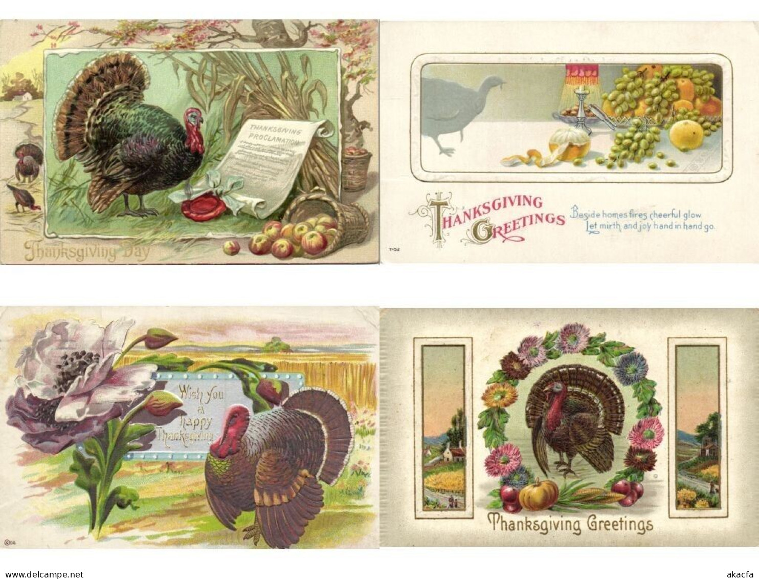 THANKSGIVING TURKEY Mostly EMBOSSED 18 Vintage Postcards Pre-1940 (L6584) - Thanksgiving
