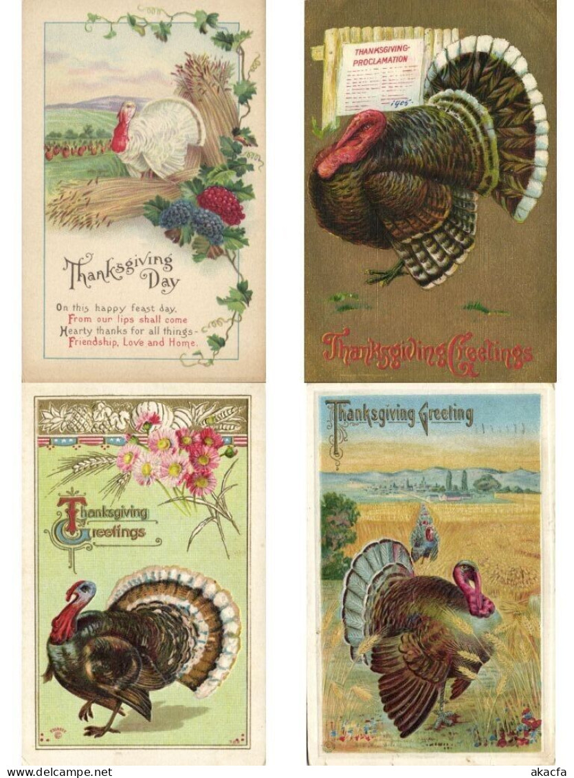 THANKSGIVING TURKEY Mostly EMBOSSED 18 Vintage Postcards Pre-1940 (L6584) - Thanksgiving