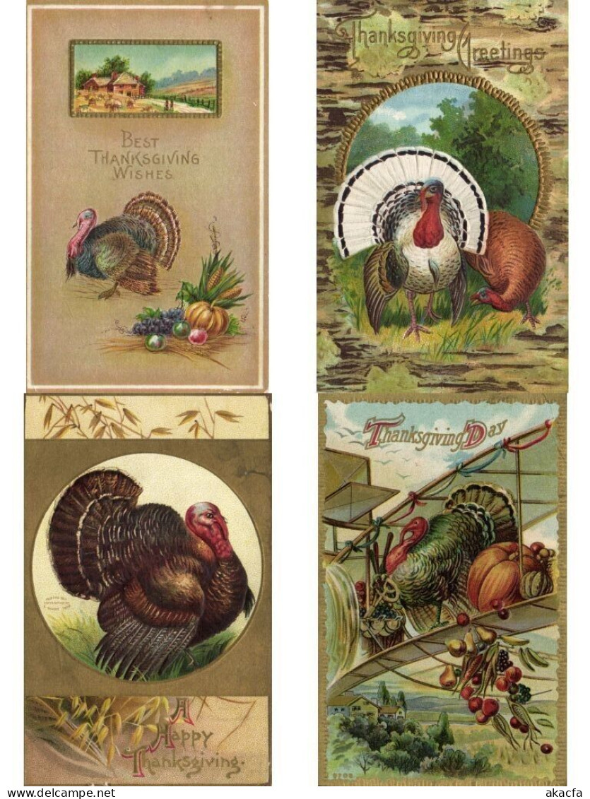 THANKSGIVING TURKEY Mostly EMBOSSED 18 Vintage Postcards Pre-1940 (L6584) - Thanksgiving