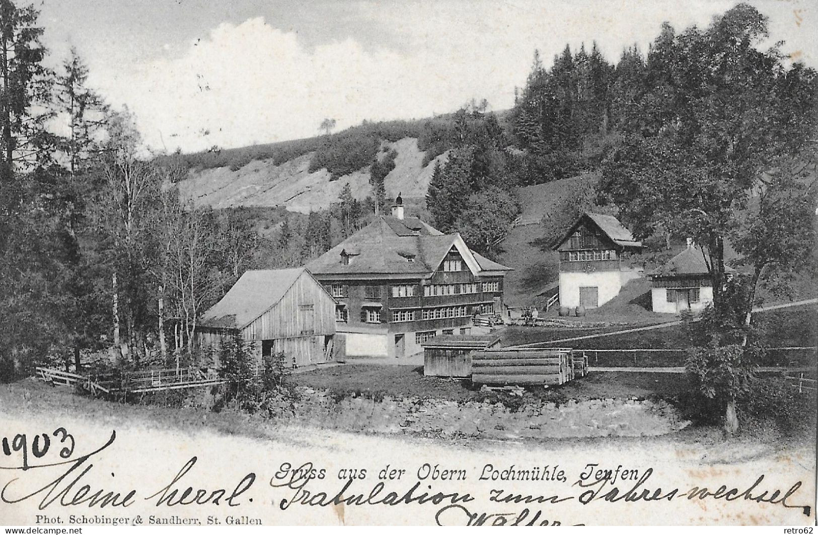 TEUFEN ► Gruss Aus Der Obern Lochmühle, Alter Lichtdruck Anno 1903   ►selten◄ - Teufen