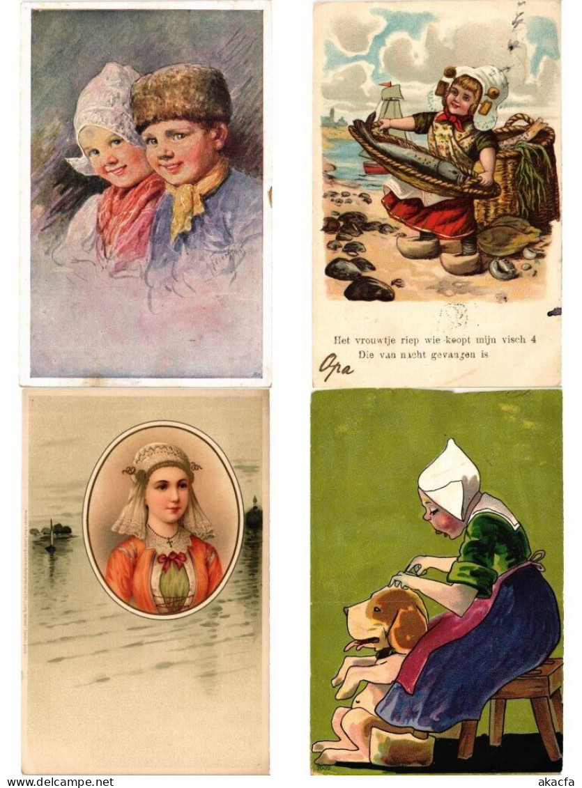 DUTCH FOLKLORE, 73 Mostly Artist Signed Vintage Postcards pre-1940 (L6210)