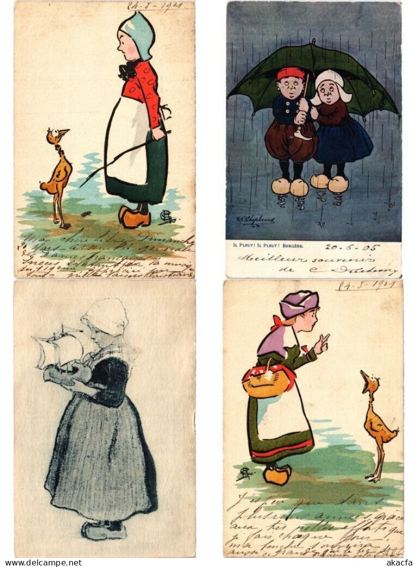 DUTCH FOLKLORE, 73 Mostly Artist Signed Vintage Postcards pre-1940 (L6210)