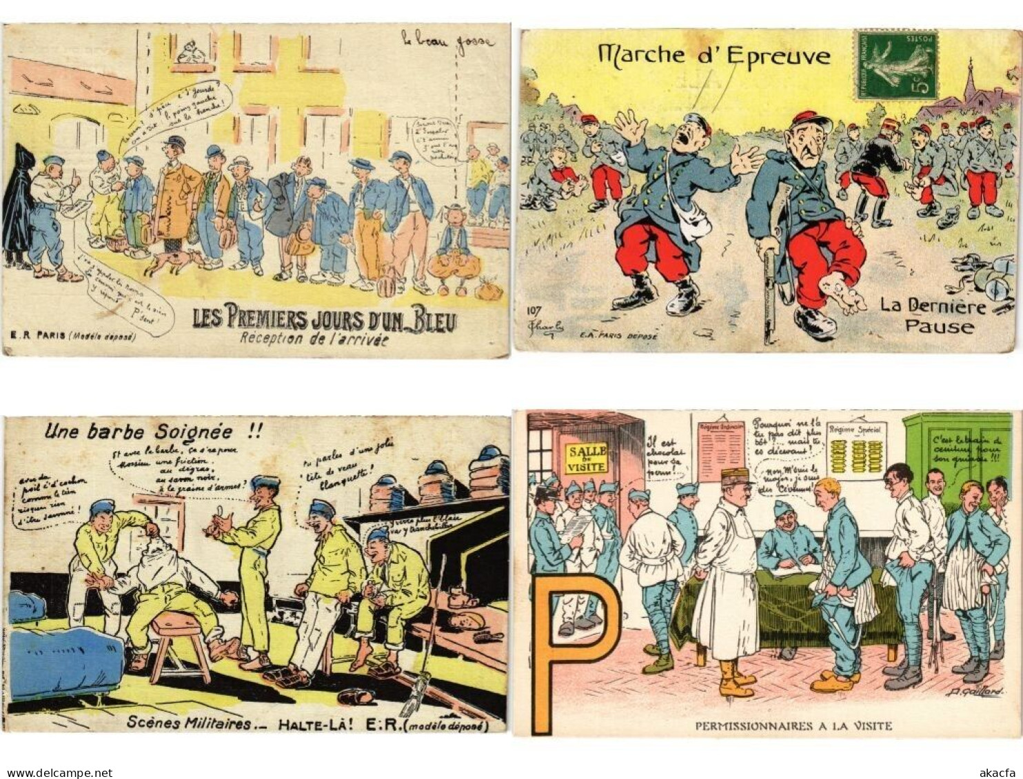 MILITARY HUMOR, 300 Old Postcards Mostly Pre-1950 (L6201) - Colecciones Y Lotes