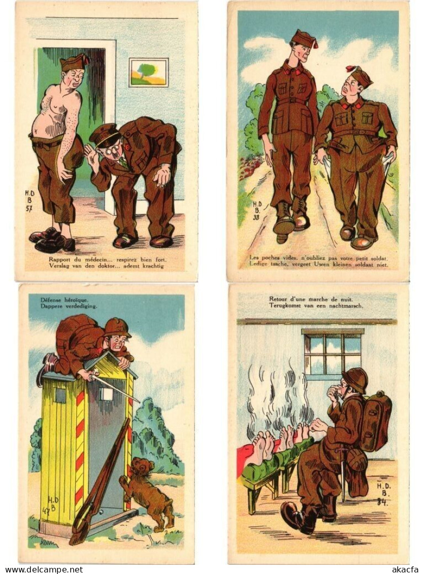 MILITARY HUMOR, 300 Old Postcards Mostly pre-1950 (L6201)
