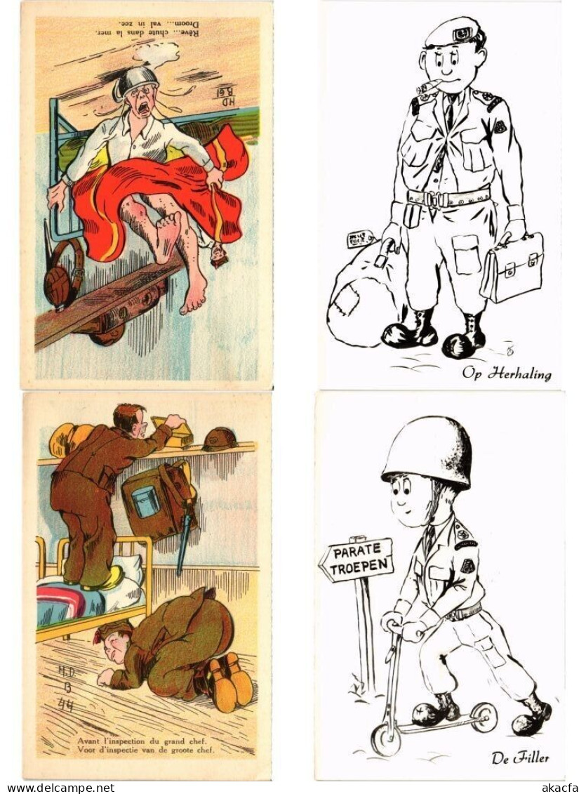 MILITARY HUMOR, 300 Old Postcards Mostly pre-1950 (L6201)