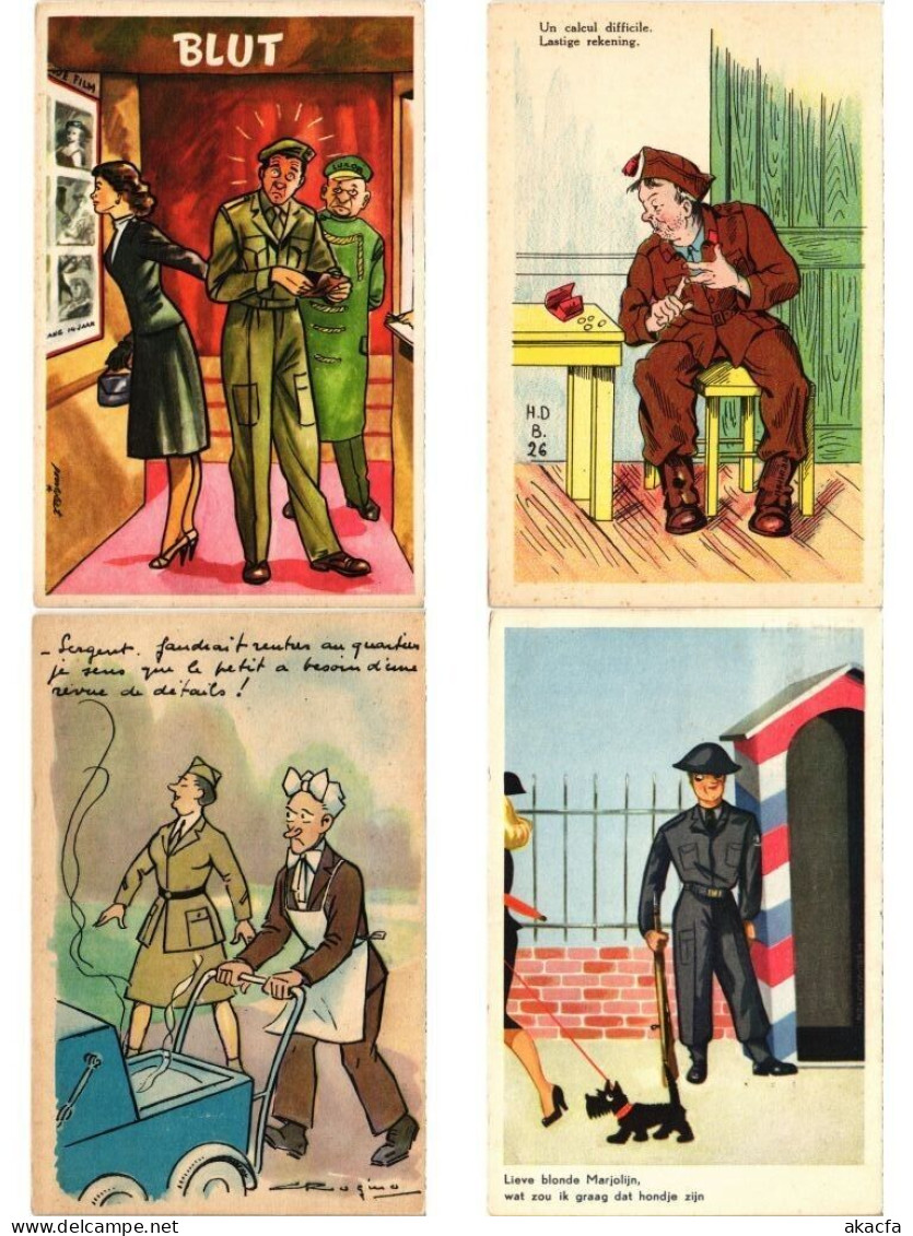 MILITARY HUMOR, 300 Old Postcards Mostly pre-1950 (L6201)