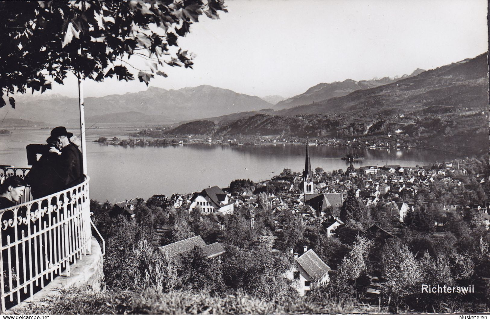 Switzerland PPC Richterswil Photoglob Wehrli Boxed RICHTERSWILL 1950? Cds. Echte Real Photo Véritable (2 Scans) - Richterswil