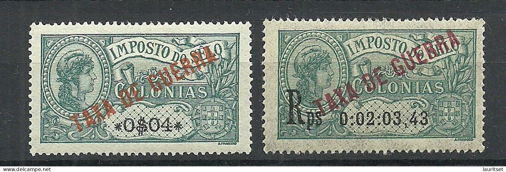 PORTUGAL Colonies 1914-1918 War Tax Taxa De Guerra Imposto Do Selo, 2 Different Stamps * - Nuevos