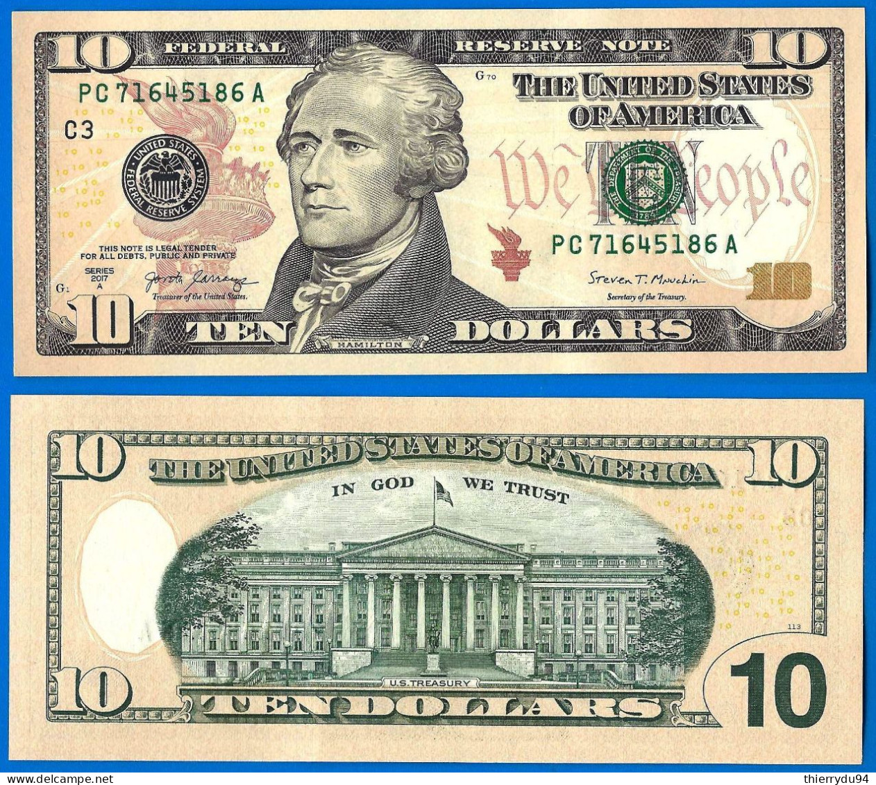 USA 10 Dollars 2017 A Neuf UNC Mint Philadelphia C3 Suffixe A Etats Unis United States Dollar Paypal Bitcoin - Biljetten Van De Verenigde Staten (1862-1923)