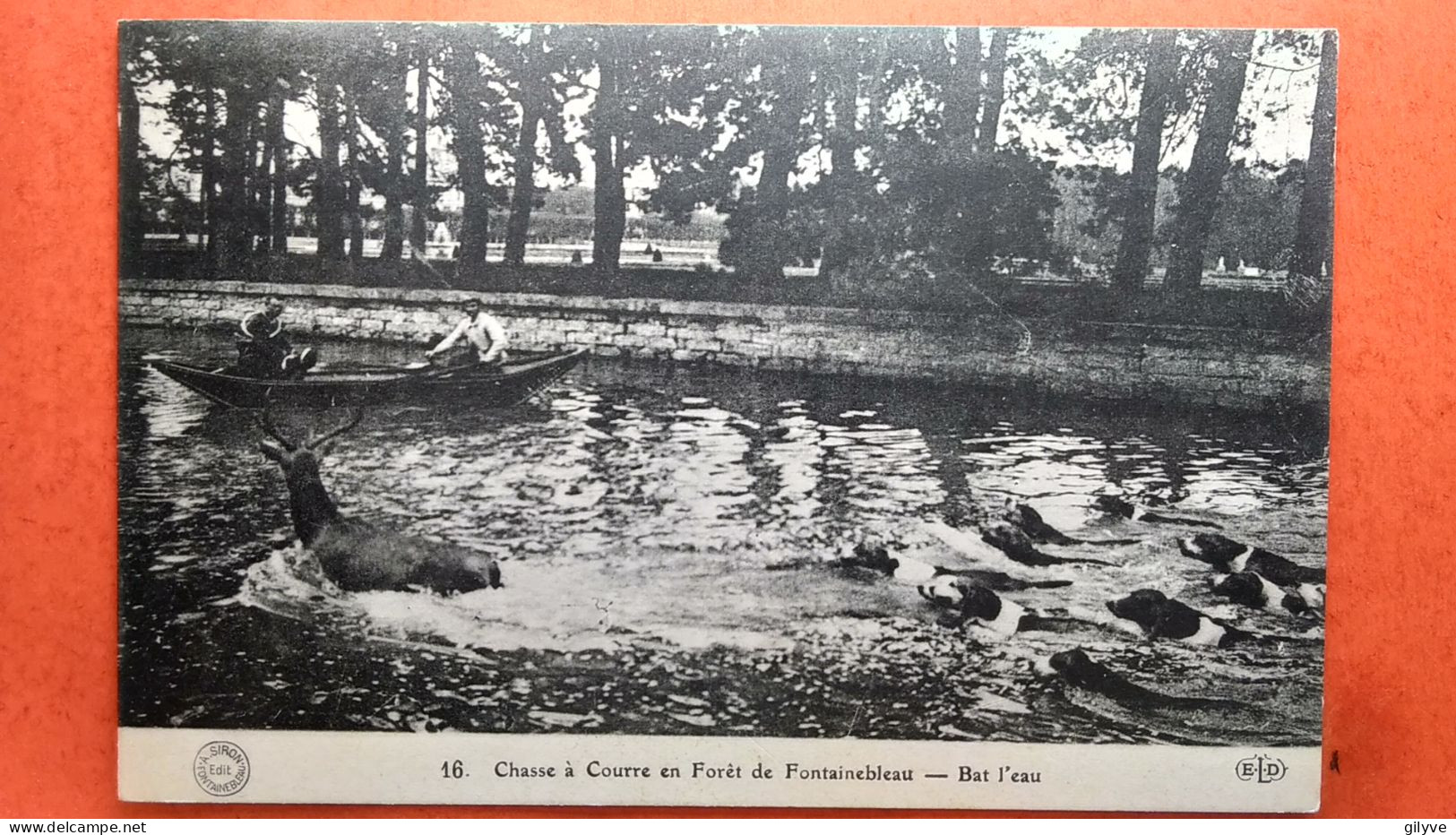 CPA. Chasse à Courre En Forêt De Fontainebleau. Bat L'eau.   (AF.120) - Chasse