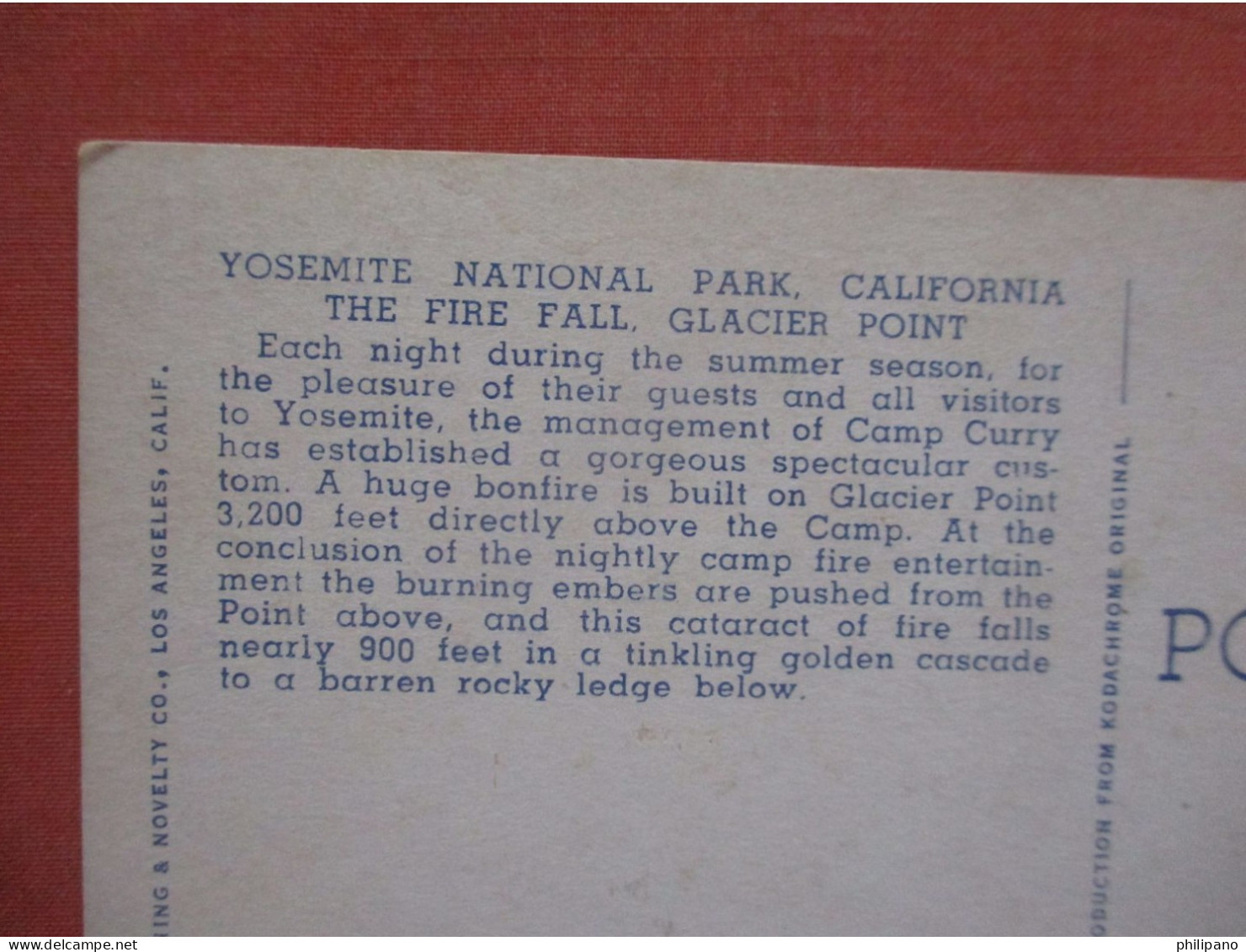 National Park The Fire Fall Glacier Point.   Yosemite  California > Yosemite     Ref 6043 - Yosemite