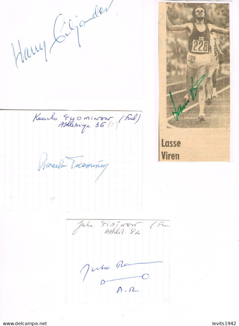 JEUX OLYMPIQUES - 4 AUTOGRAPHES DE MEDAILLES OLYMPIQUES - CONCURRENTS DE FINLANDE - - Autographes