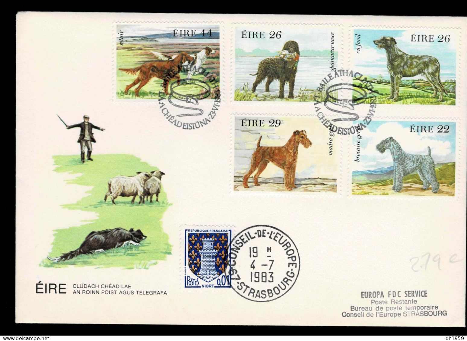 1983 IRLANDE IRELAND EIRE DOG DOGS HUND HUNDE CHIEN CONSEIL EUROPE TIRAGE LIMITE LIMITED EDITION 50ex - Storia Postale