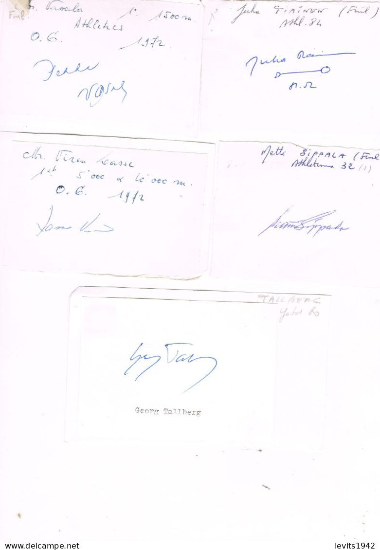 JEUX OLYMPIQUES - 5 AUTOGRAPHES DE MEDAILLES OLYMPIQUES - CONCURRENTS DE FINLANDE - - Autogramme