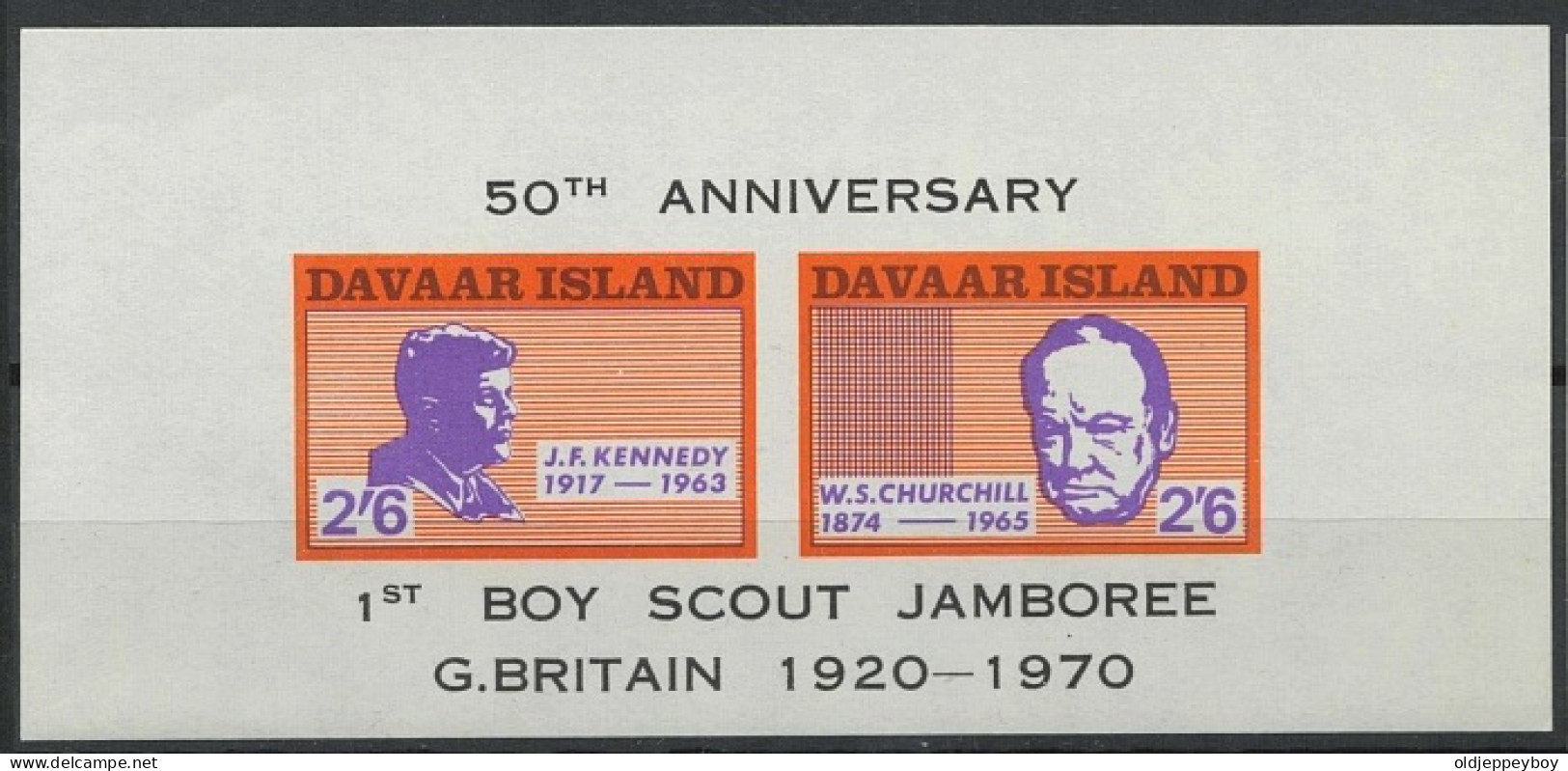 MNH** IMPERF BLOCK 50TH ANNIVERSARY 1ST BOY SCOUT JAMNOREE 197O DAVAAR  Pfadfinder VIGNETTE CINDERELLA SCOUTS SCOUTING - Unused Stamps