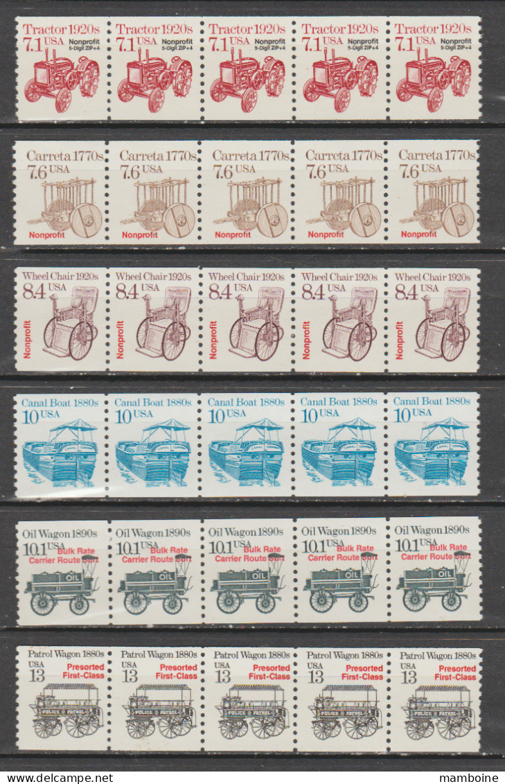 USA   1980  Lot De 18 Roulettes X 5 = 90 Valeurs Neuf     (3 Scann. ) - Ruedecillas