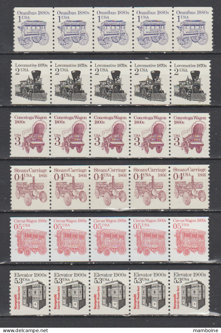 USA   1980  Lot De 18 Roulettes X 5 = 90 Valeurs Neuf     (3 Scann. ) - Ruedecillas