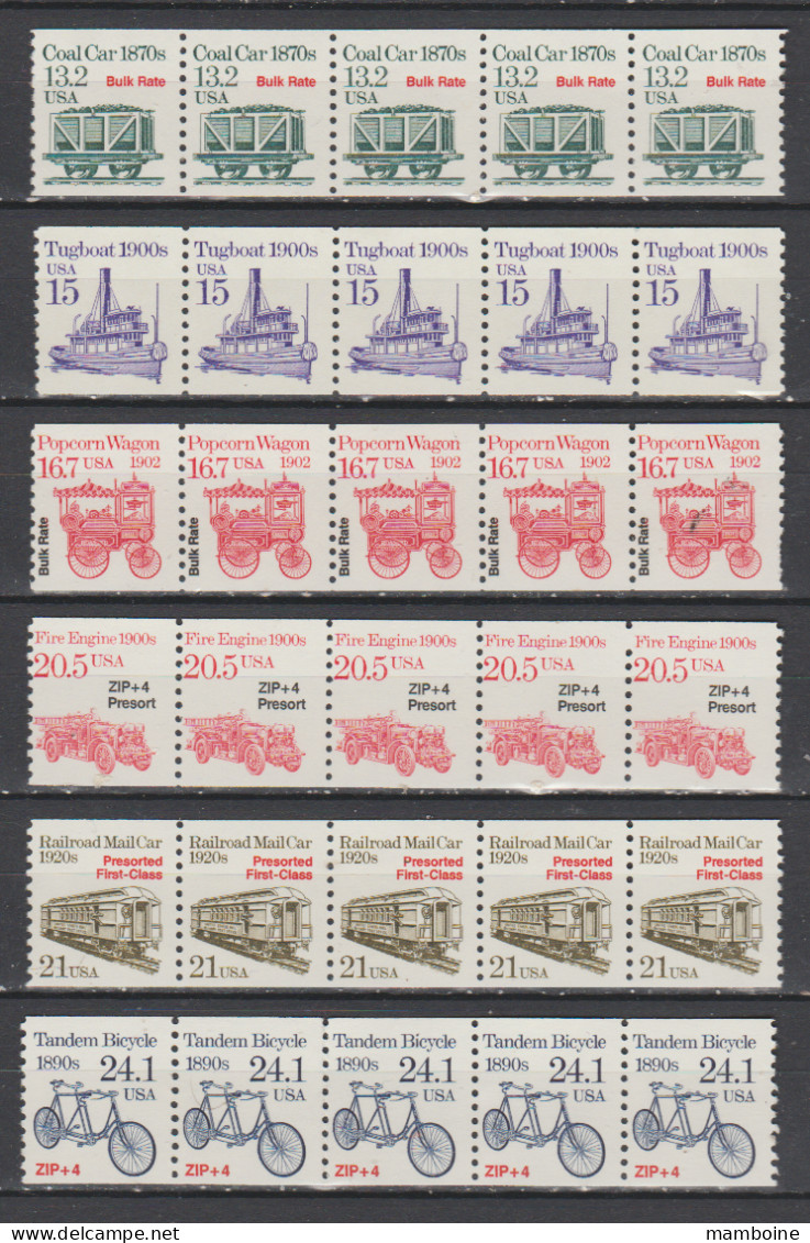 USA   1980  Lot De 18 Roulettes X 5 = 90 Valeurs Neuf     (3 Scann. ) - Ruedecillas