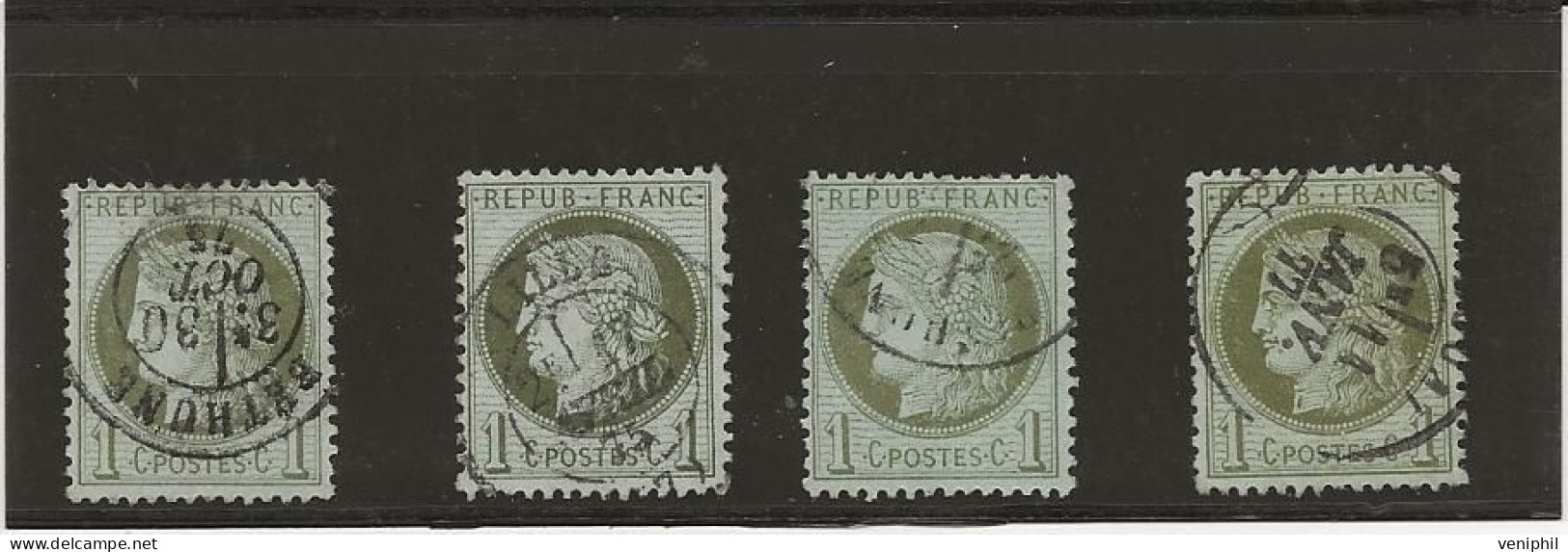 TIMBRES CERES DENTELE - N° 50 OBLITERE LOT DE 4 EXEMPLAIRES OBLITERES - ANNEE 1872 - COTE : 80 € - 1871-1875 Ceres