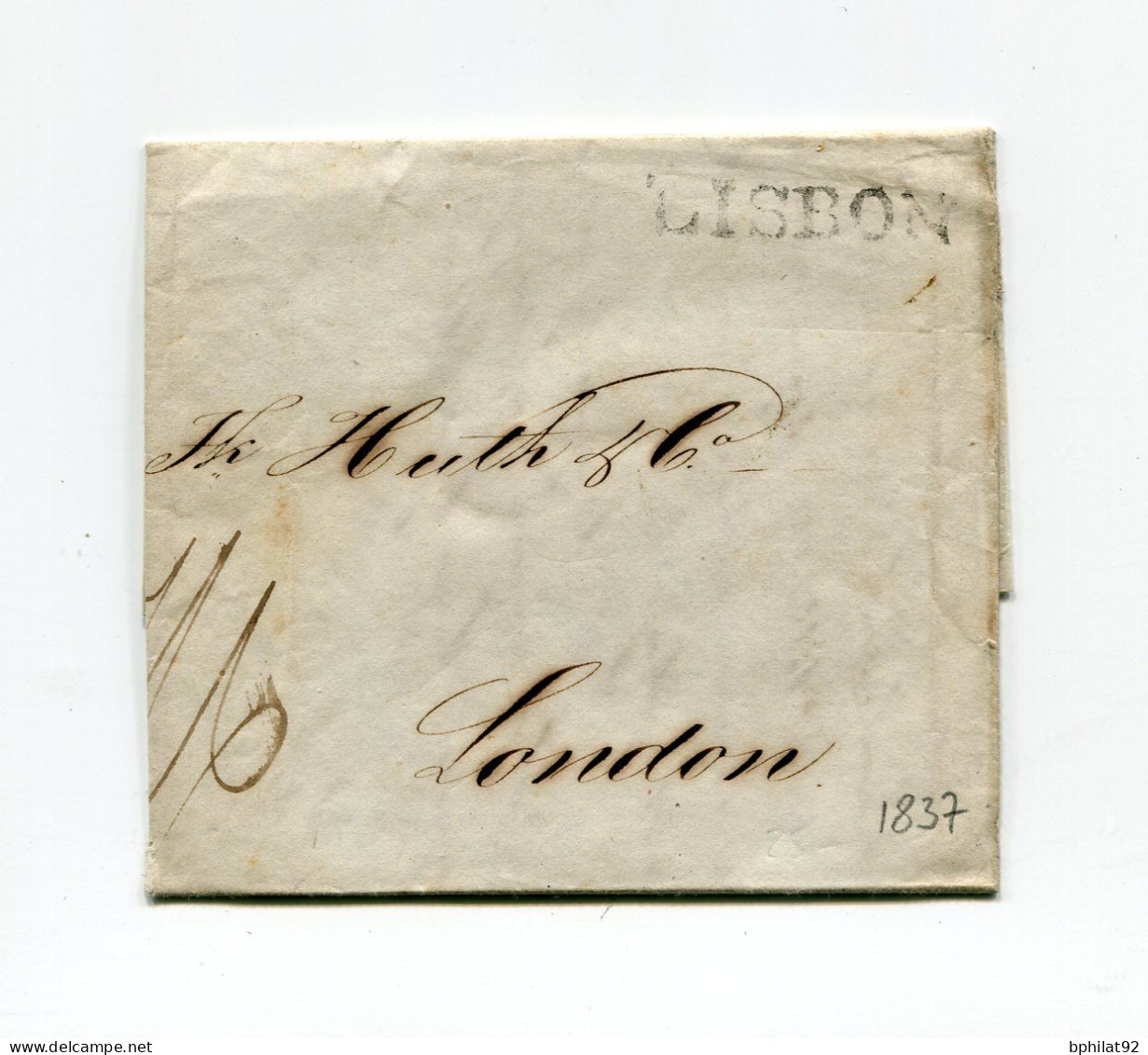 !!! PORTUGAL, LETTRE DE LISBONNE DE 1837 POUR LONDRES - ...-1853 Prephilately