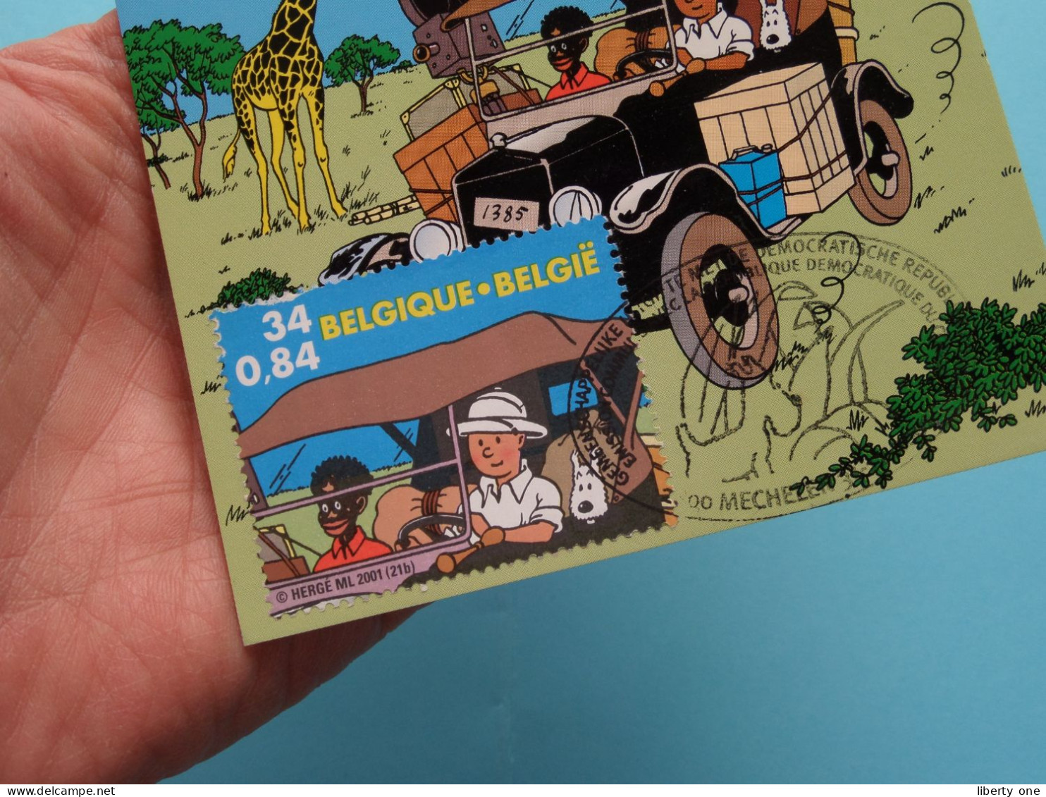 KUIFJE In AFRIKA ( 070 NL ) FDC 2001 Mec Helen( Zie Scans ) Hergé / Moulinsart ( Postkaart / FDC ) ! - Bandes Dessinées