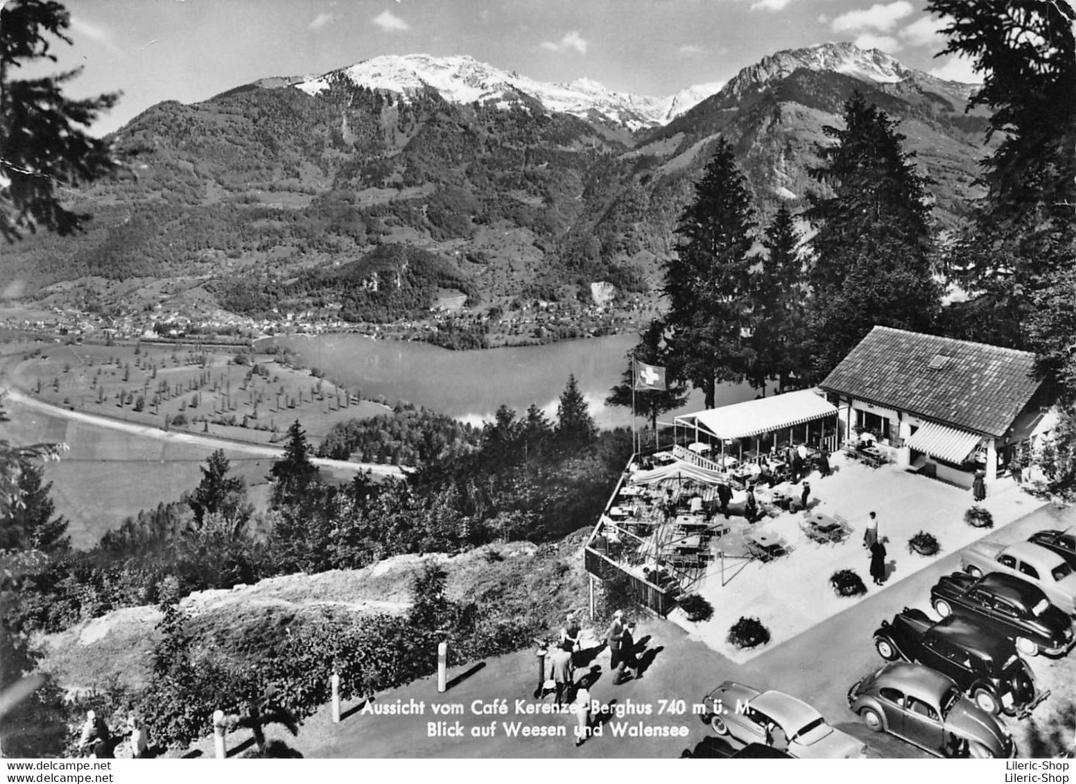 Aussicht Vom Cafe Kerenzer - Berghus  Bei Filzbach, Kt. Glarus (Schweiz) Autos - Berg