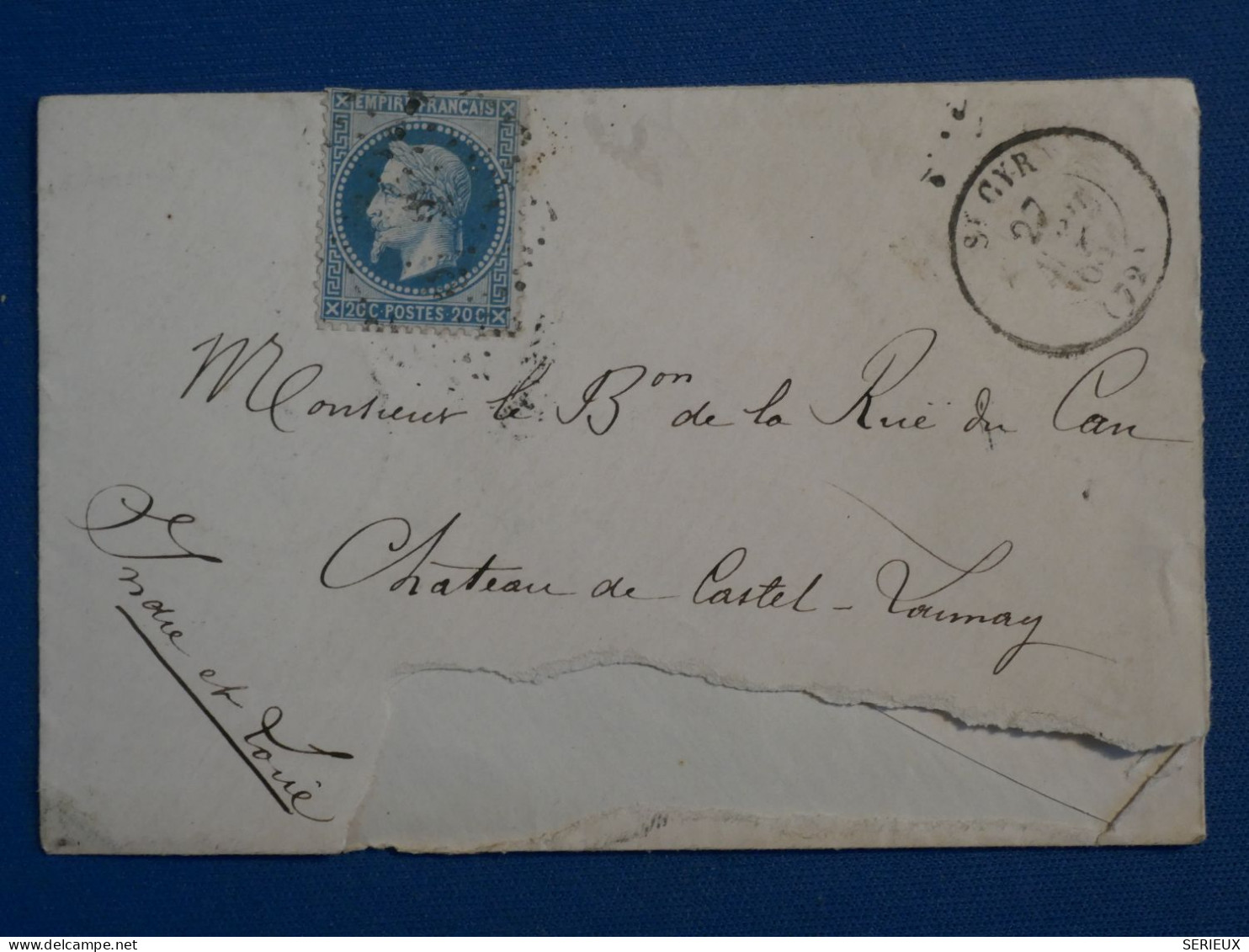 BS5 FRANCE  LETTRE  1868 ST CYR   A  CASTEL LAUNAY  +N°29+ AFF INTERESSANT++++ - 1863-1870 Napoléon III Lauré