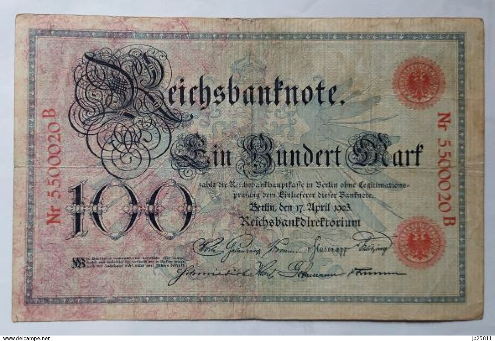 Duitsland Deutschland Germany 100 Mark 1903 - Sonstige & Ohne Zuordnung