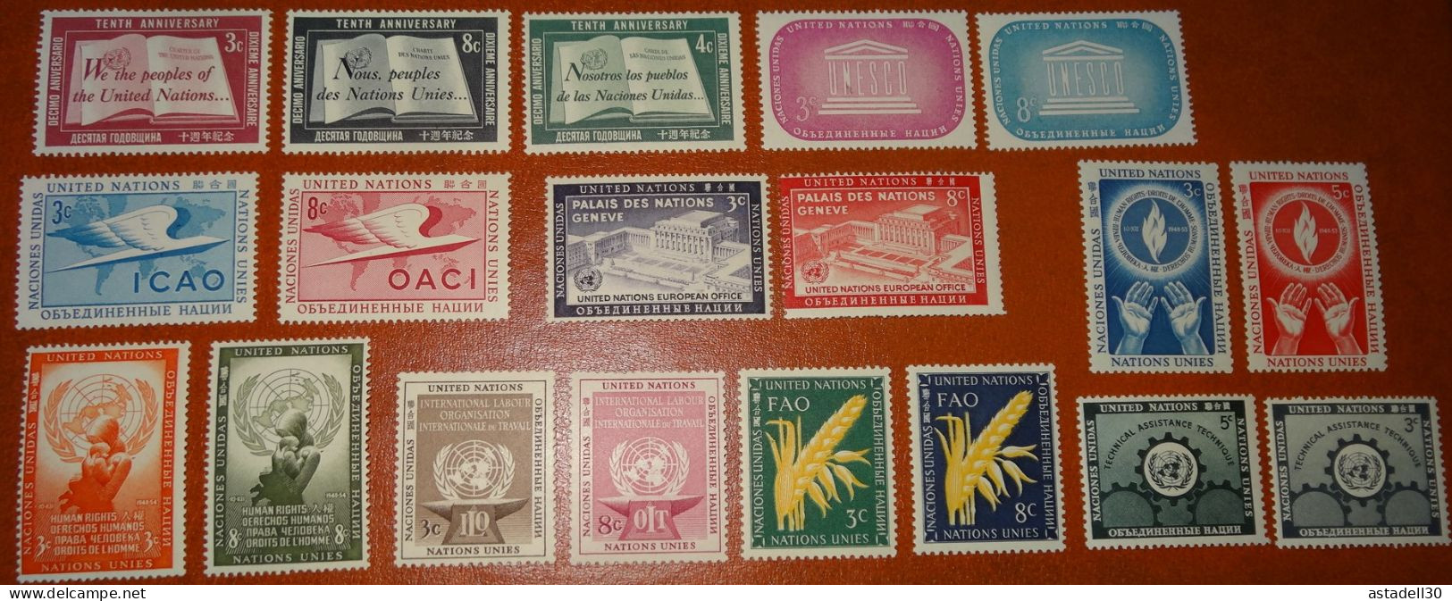 UNITED NATIONS, NATIONS UNIS : Lot De Timbres Neuf** Sans Charniere LUXE Des An 50 .......... CL1-11-1 - Ungebraucht