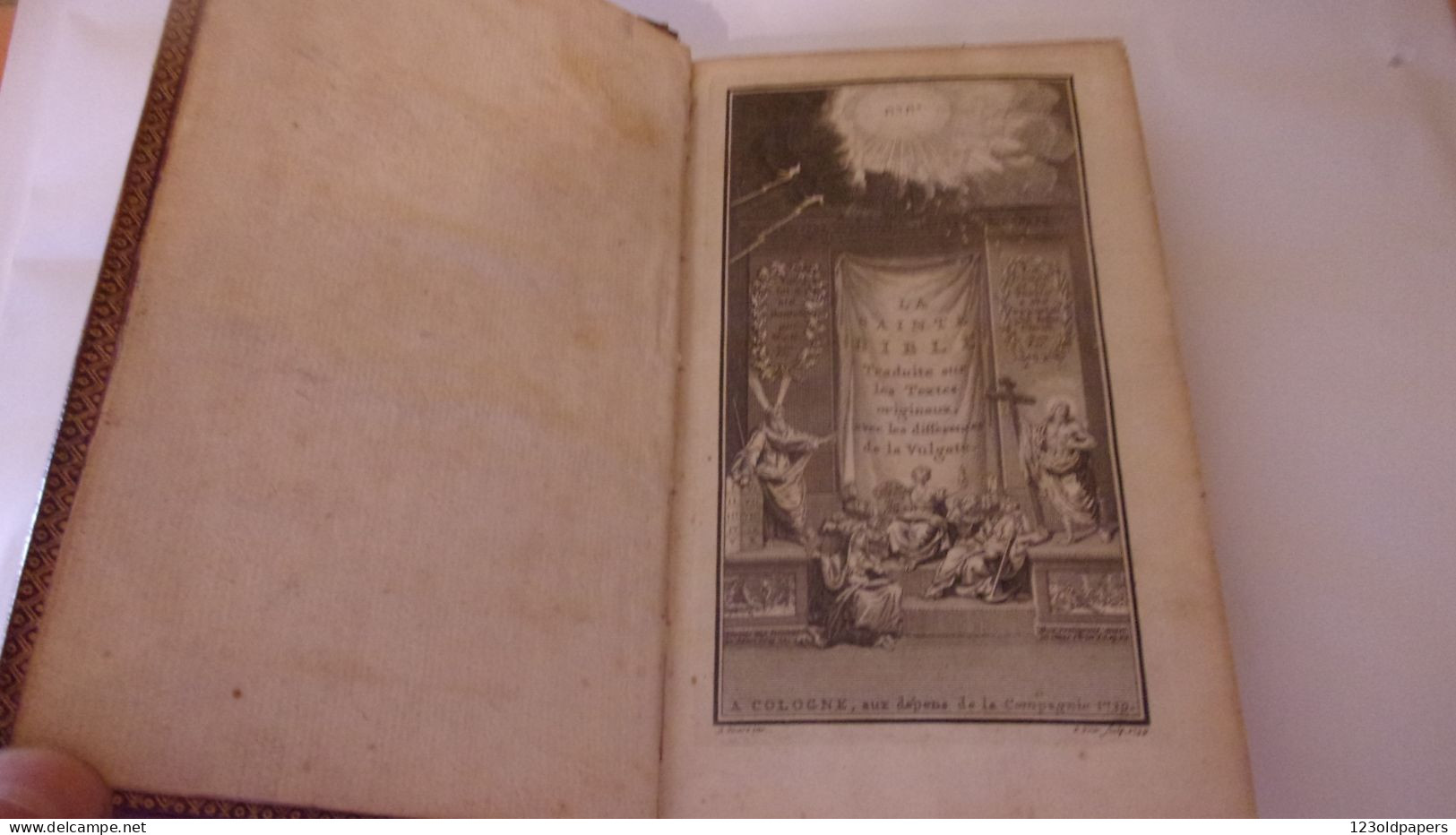 RARE ET SUPERBE La Sainte Bible Cologne, Aux Dépens De La Compagnie, 1739 ILLUSTRATION PICART GRAVE YVER MAROQUIN ROUGE - 1701-1800